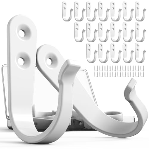 BREYDROK Hook for Hanging - 20PCS Hook for Hanging, Wall Hooks for Coats, Heavy Duty Single Prong Wall Hooks with 40 Pieces Screws (White) | Single Prong Hanging Hooks with Screws for Towels, Backpacks, Hats, Kitchen Hook - color: 20pcs + White