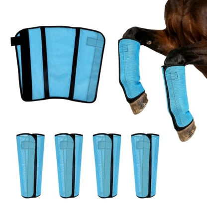 NQEUEPN 4pcs Fly Boots for Horse, Durable Loose Breathable Fly Boots (Blue)