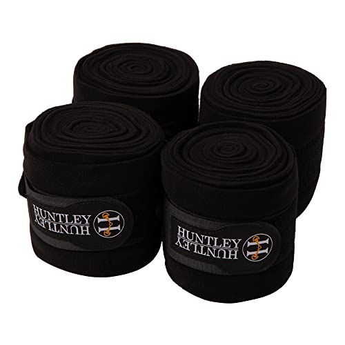Huntley Equestrian Polo Wraps for Horses Protective Leg Support Bandage, Training, Exercising & Turnout - Pack of 4 - Black - color: Black