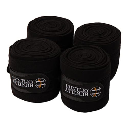 Huntley Equestrian Polo Wraps for Horses Protective Leg Support Bandage, Training, Exercising & Turnout - Pack of 4 - Black - color: Black