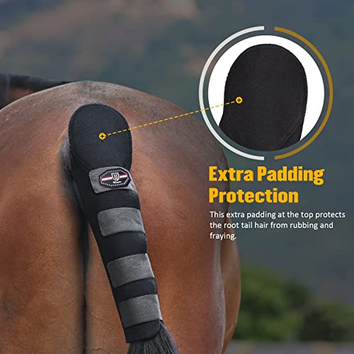 Harrison Howard Adjustable Touch Fasteners Quality Neoprene Versatile Horse Tail Guard Equine Tail Wrap - color: Black