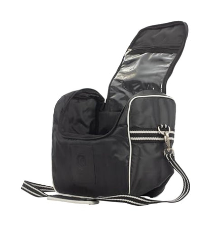 Equinavia Darby Zip Top Equestrian Horse Grooming Bag with Shoulder Strap | 6.5" x 11" x 13" - color: Black/Silver