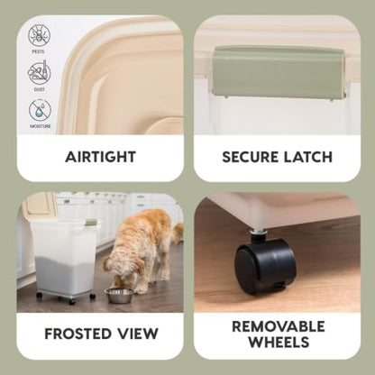 IRIS USA Dog Food Storage Container, Up to 40lbs, Almond/Pearl, Made in USA - color: Almond/Pearl, size: 40 lbs