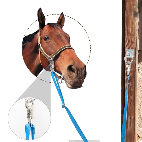 4PCS Cross Ties,Heavy Duty Adjustable Nylon Cross Ties for Horse Horse Trailer Tie with Panic Snap and Bull Snap,Adjustable Length from 44.5-78.5 Inch,Blue - style: Blue-4PCS