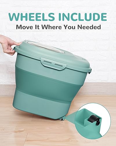 30-35Lbs Dog Food Storage Container Airtight,Collapsible Dog Food Container - color: Green