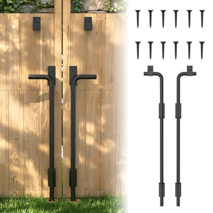 24" Heavy Duty Cane Bolt Drop Rod for Gate, Pack of 2 | Thickened Steel Outdoor Gate Latch, Wind Resistant for Wood, Vinyl, Metal, Iron, Double Fencing - size: 24 inch-2 Pack