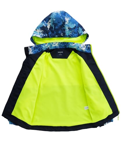 M2C Boys Girls Hooded Color Block Waterproof Fleece Lined Windbreaker Jacket - color: Camouflage Blue, size: 4-5T