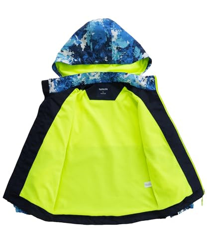 M2C Boys Girls Hooded Color Block Waterproof Fleece Lined Windbreaker Jacket - color: Camouflage Blue, size: 4-5T