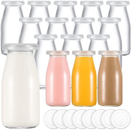 Zubebe 6 Pack 6 oz Glass Jars Milk Bottles with 12 Lids Mini Yogurt Jars - size: 6 oz