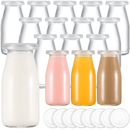 Zubebe 6 Pack 6 oz Glass Jars Milk Bottles with 12 Lids Mini Yogurt Jars - size: 6 oz