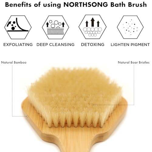 NORTHSONG Body Brush Back Brush Shower Brush Back Scrubber for Exfoliating - size: 17.72 Inch Back brush-1Pack
