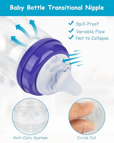 Silicone Nipple for Lansinoh Anti-Colic Baby Bottle, Medium Flow, Size M, 3m+, 6 Count - color: 3m+, M