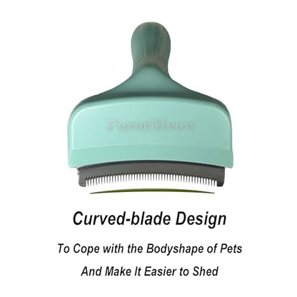 Pet Deshedding Tool with Curve Blade, Cat Grooming Brush, Tight V-shaped Teeth Shedding Comb for Cats and Dogs (Green, Small) - color: Green, size: Small