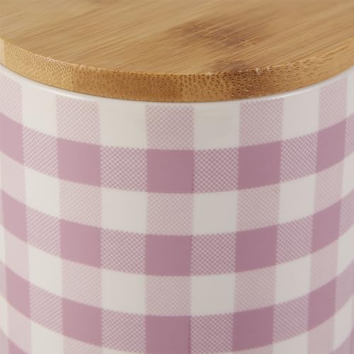 Bone Dry Ceramic Pet Treat Canister, Dishwasher Safe, 4x6.5 Pansy Petite Check - color: Pansy Petite Check, size: 4x6.5"