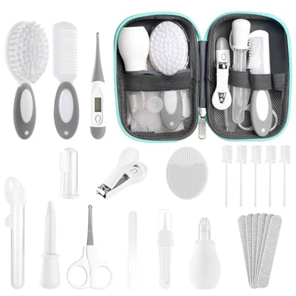 Baby Healthcare and Grooming Kit for Newborn Kids, 24PCS Upgraded Safety Baby Care Kit, Newborn Nursery Health Care Set, Baby Care Product (Grey White) - style: GREY WHITE-24