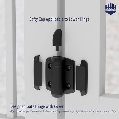 Self Closing Gate Hinges Adjustable Tension with Safety Cap, 2Pcs