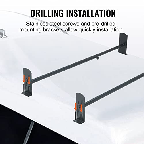 VEVOR Van Roof Ladder Rack, 2 Bars Alloy Steel Roof Racks, 500 LBS Capacity Roof Rack, Adjustable Length 35.8"-52.4", Van Ladder Rack Compatible with Chevrolet Express, GMC Savana, etc, Drilling Mount - size: for Minivans