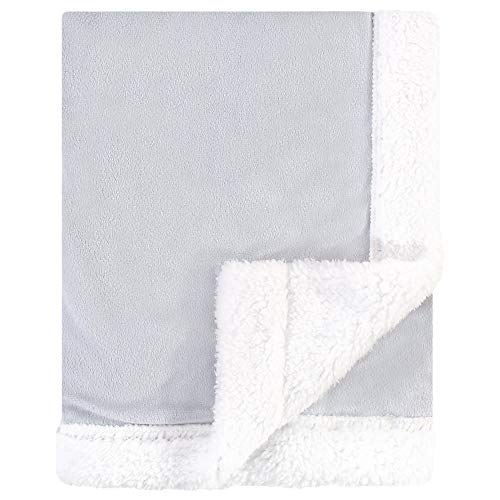 Hudson Baby Unisex Baby Plush Mink and Sherpa Blanket, Gray White, One Size - color: Gray White, size: One Size