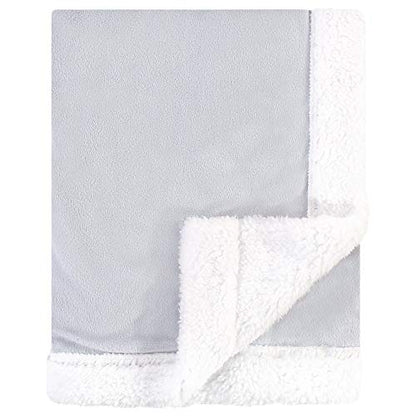 Hudson Baby Unisex Baby Plush Mink and Sherpa Blanket, Gray White, One Size - color: Gray White, size: One Size
