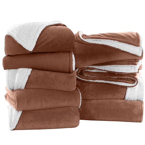 IR Imperial Rooms 9 Pack Bulk Queen Sherpa Blankets 90x90 Camel - color: Camel, size: Full/Queen (Pack of 9)