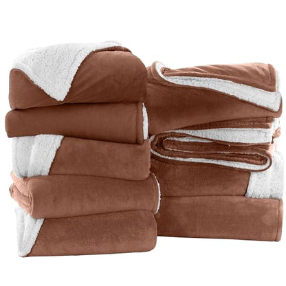 IR Imperial Rooms 9 Pack Bulk King Sherpa Blankets 108x90 Camel - color: Camel, size: King (Pack of 9)