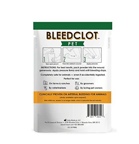 FirstAid Blood Clotting Powder | Stop Bleeding on All Animals Guaranteed | Minor Cuts to Arterial Bleeding | from Makers of BleedStop | Veterinarian + Household Use (1 Pouch, 5 oz) - size: 5 Ounce (Pack of 1)