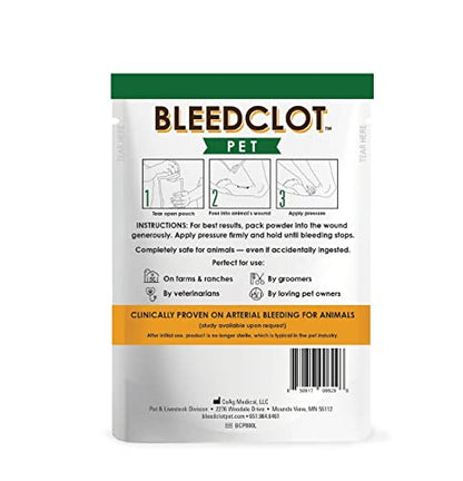 First Aid Blood Clotting Powder | The Best for All Animals to Stop Bleeding, Guaranteed | for Minor Cuts and Severe Arterial Bleeding | from The Makers of BleedStop (4 Pouches (0.5 oz)) - size: 4 Pack, 0.5 oz each