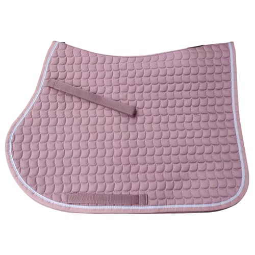 Premium English Horse Saddle Pad, Quilted Square Design, Available in Pink, Mint Green and Red etc, All-Purpose with Girth Straps (Pink) - color: Pink