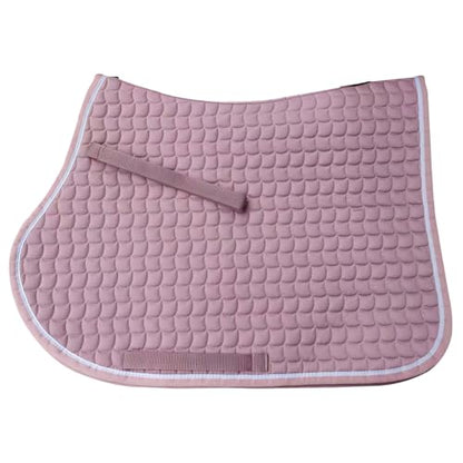Premium English Horse Saddle Pad, Quilted Square Design, Available in Pink, Mint Green and Red etc, All-Purpose with Girth Straps (Pink) - color: Pink
