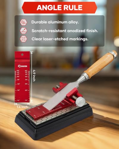Saker Chisel Sharpening Jig, Chisel Sharpener,Wood Honing Guide - style: Red Honing Guide and Stone with ruler