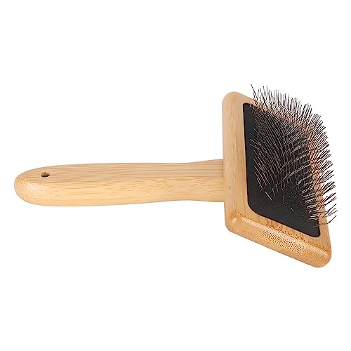 Sheepskin Wool Brush, Macrame Slicker Brush with Air Bag Cushion for Grooming and Removing Shedding (L) - size: L