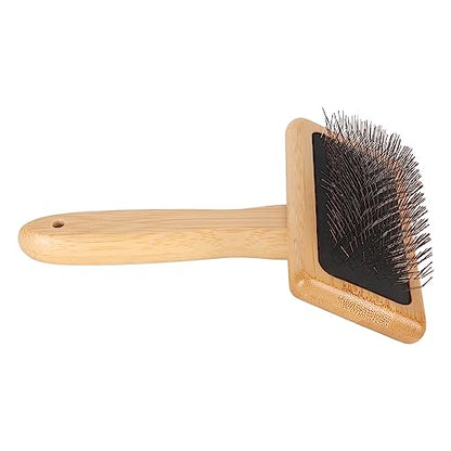 Sheepskin Wool Brush, Macrame Slicker Brush with Air Bag Cushion for Grooming and Removing Shedding (L) - size: L