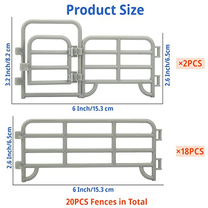 TOYMANY 20PCS Plastic Fence Toys Corral Fencing Panel Accessories Playset - style: Silver(20PCS)