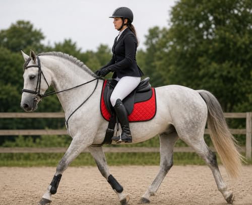 CHALLENGER Horse 23" x 20" English All-Purpose Contoured Quilted Trail Saddle Pad 72143 - color: 레드