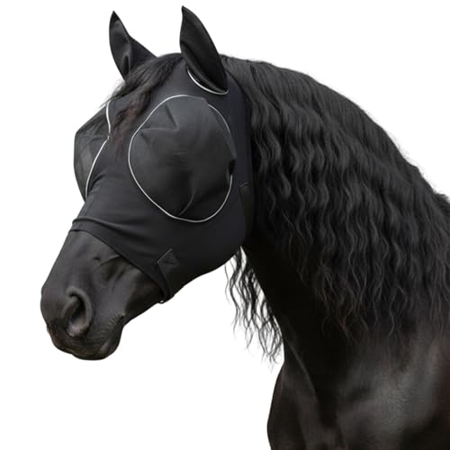Fly Mask for Horses, Fly Masks for Horses Protection During Summer Turnout, Trail Riding in Bug-Prone Areas, Lycra Fabric with 40 Mesh Count K080 Screen for Enhanced Airflow