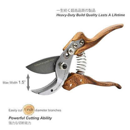 TONMA Anvil Pruning Shears [Made in Japan] Heavy Duty Garden Shears Secateurs, Japanese Gardening Scissors Plant Pruners Hedge Clippers, Ergonomic Imitation Wood Grain Aluminum Alloy Handle - style: Anvil Garden Shears (Wood Grain)