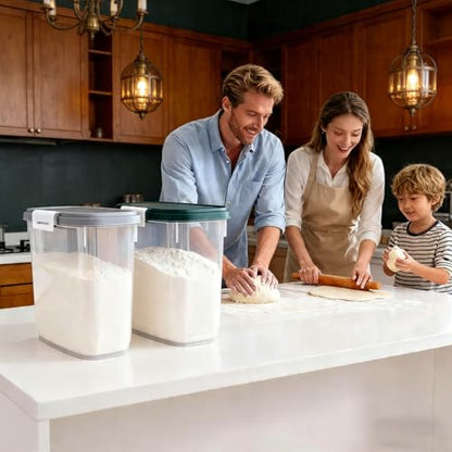 Rice Storage Container 15-20 Lbs, Tall Flour Bin Container with Scoop, Cup - color: Gray White
