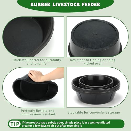 4 Pack Rubber Feed Pan, Rubber Water Trough, 2 and 1 Gallon Bowl - color: Black-4Quart+8Quart, size: 4PCS
