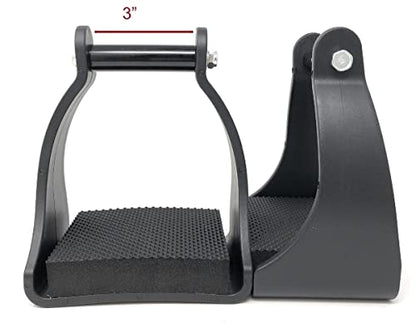 AJ Tack Polymer Trail Stirrups, Black, Shock-Absorbing Cushioned Foot Pads, 4 Neck Sizes, Lightweight, Western and English, Trail and Endurance Riding | All-Day Comfort with Shock-Absorbing Pads, Helps Reduce Rider Fatigue, Lightweight & Durable, Black