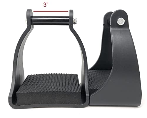 AJ Tack Polymer Trail Stirrups, Black, Shock-Absorbing Cushioned Foot Pads, 4 Neck Sizes, Lightweight, Western and English, Trail and Endurance Riding | All-Day Comfort with Shock-Absorbing Pads, Helps Reduce Rider Fatigue, Lightweight & Durable, Black