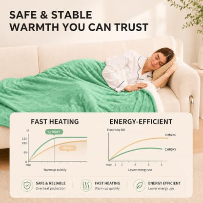 Heated Blanket Electric Blanket Twin Size, Aqua Green - color: Aqua Green, size: Twin-62"x84"