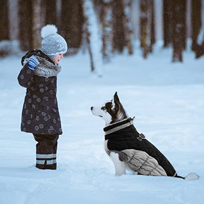 Lelepet Dog Coat Warm Dog Winter Coat Waterproof Dogs Jacket with Harness - color: Black, size: X-Small