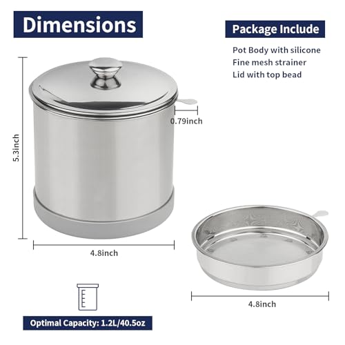 Ohtomber 1.2L Bacon Grease Container with Fine Mesh Strainer