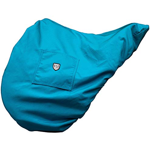 Harrison Howard Premium English Saddle Cover, Waterproof & Breathable Fleece-Lined Protective Saddle Cover - color: Azure Blue, size: GP/CC-One Size