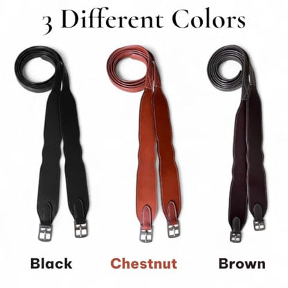 Majestic Ally Wide Body English Stirrup Leathers for Equestrian Riding, Black, Brown, Chestnut, 48-54-60 Inch - color: Black, size: 60"