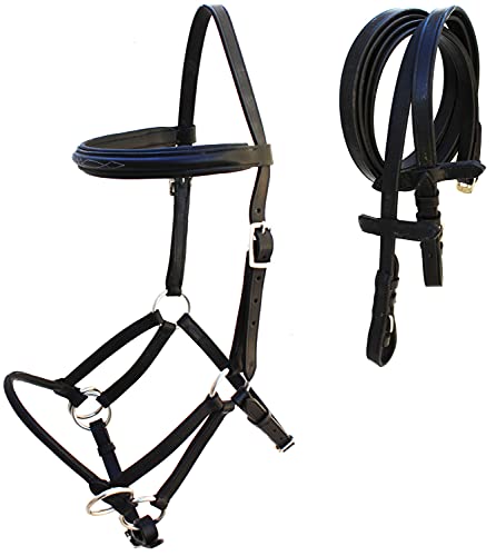 English Horse Black Leather All-Purpose Trail Bridle Reins 803AXBK - color: Black