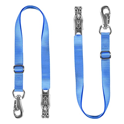 Rosemarie Trailer Cross Tie, Horse Haulage Adjustable Nylon Straps Leads with Panic Snap Fixed Eye Equestrian Equipment - color: Blue