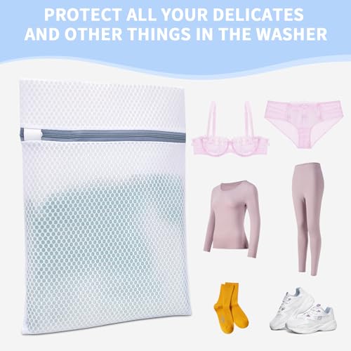 24PCS 12X16IN Laundry Bags Mesh Wash Bags for Strong Zipper | Upgraded Honeycomb and Fine Mesh Design Delicate Laundry Bag for Clothes, Bras,Socks,Travel Organization - size: 24PCS-12X16IN
