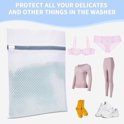 24PCS 12X16IN Laundry Bags Mesh Wash Bags for Strong Zipper | Upgraded Honeycomb and Fine Mesh Design Delicate Laundry Bag for Clothes, Bras,Socks,Travel Organization - size: 24PCS-12X16IN