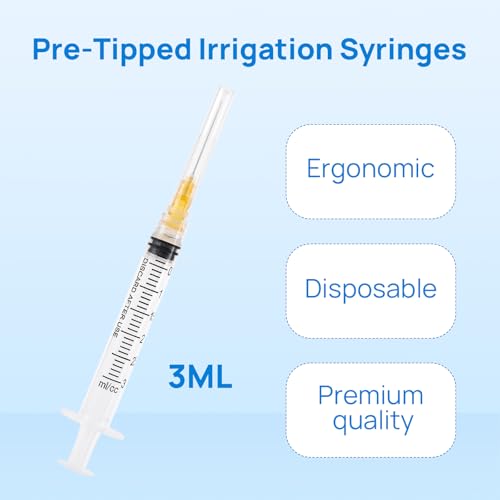 JMU 100 Pcs Dental Irrigation Syringes 3cc with 25G - size: 3ML 25G